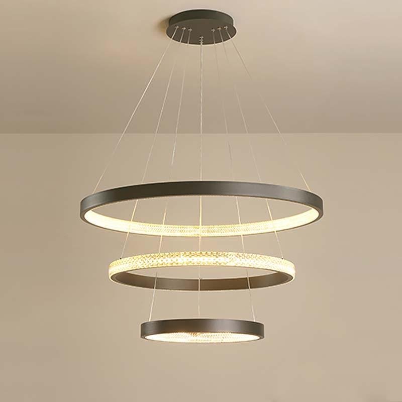 Modern 3-Ring LED Chandelier - Acrylic & Aluminum Ceiling Light
