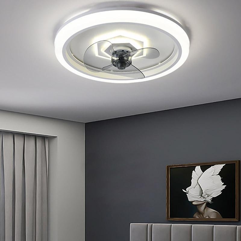 Modern LED Ceiling Fan with Light and Remote Control – Flush Mount