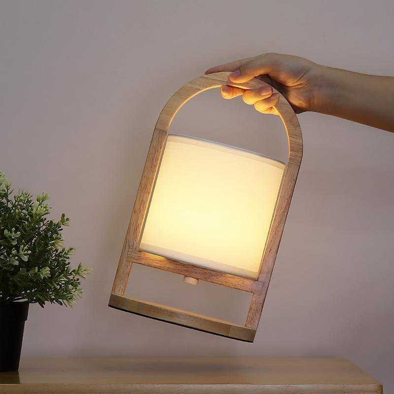 Modern Portable Wood Table Lamp with Remote Control