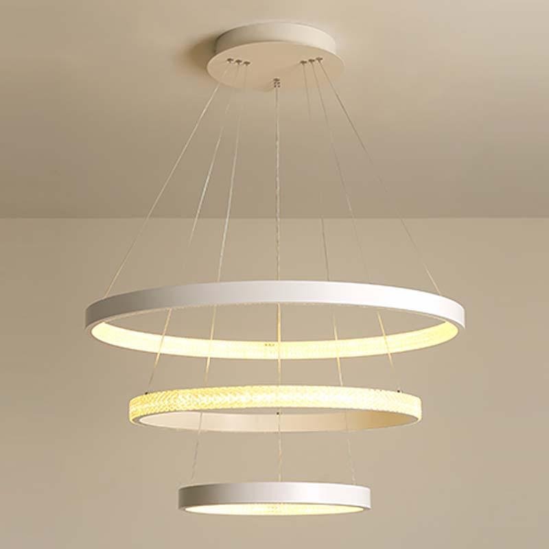 Modern 3-Ring LED Chandelier - Acrylic & Aluminum Ceiling Light
