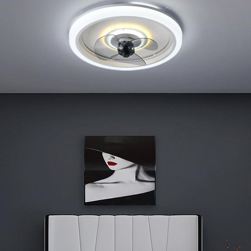 Modern LED Ceiling Fan with Light and Remote Control – Flush Mount