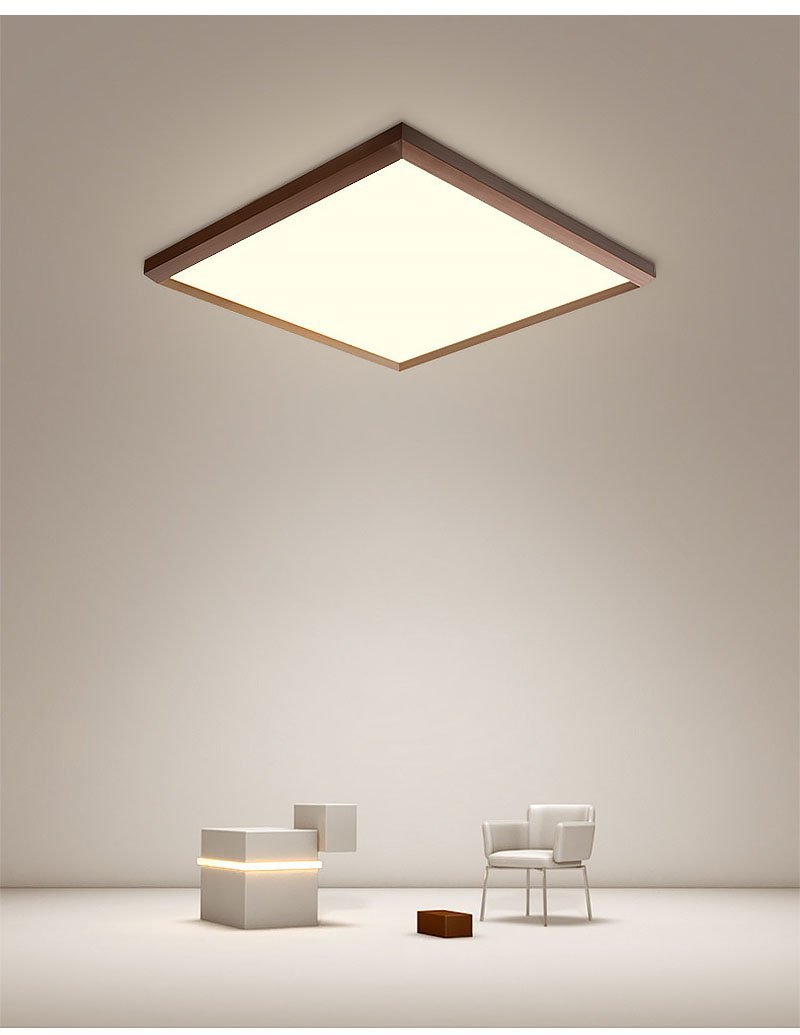 Square Modern Flush Mount LED Ceiling Light with Remote - Brown