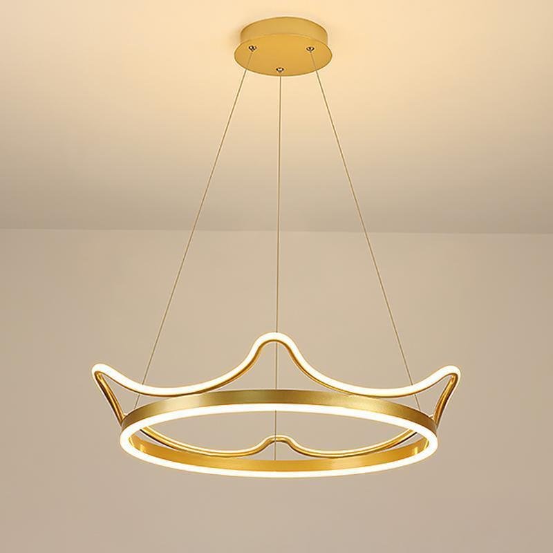 Modern Crown Chandelier Dimmable LED Ceiling Light with Remote