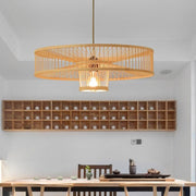 Bamboo Drum Pendant Light - Farmhouse Burlywood Ceiling Fixture