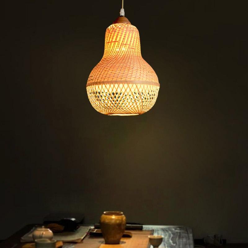 Peach-Inspired Bamboo Pendant Light – Rustic Farmhouse Ceiling