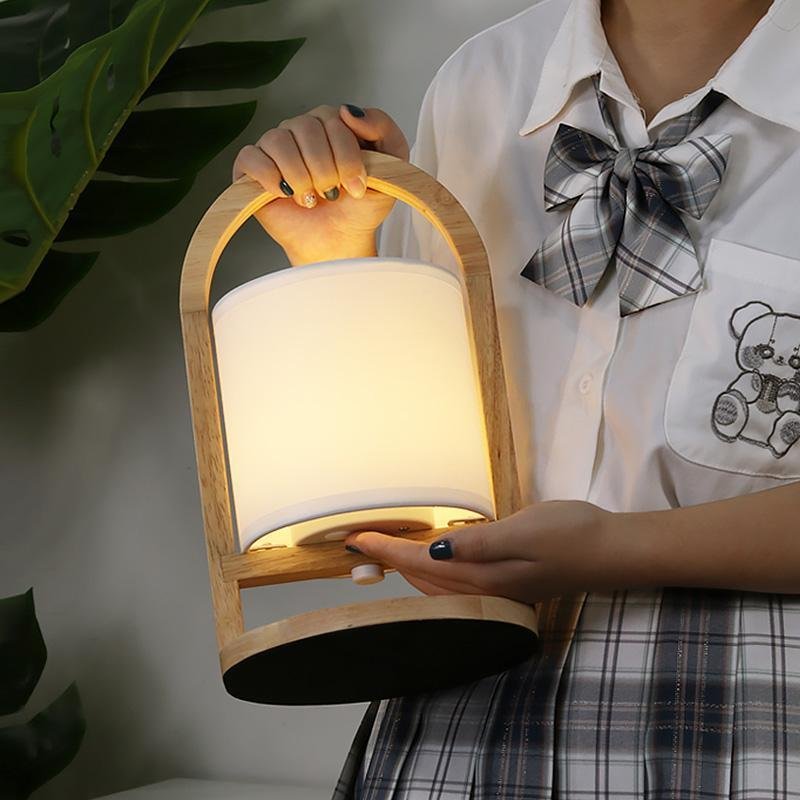 Modern Portable Wood Table Lamp with Remote Control