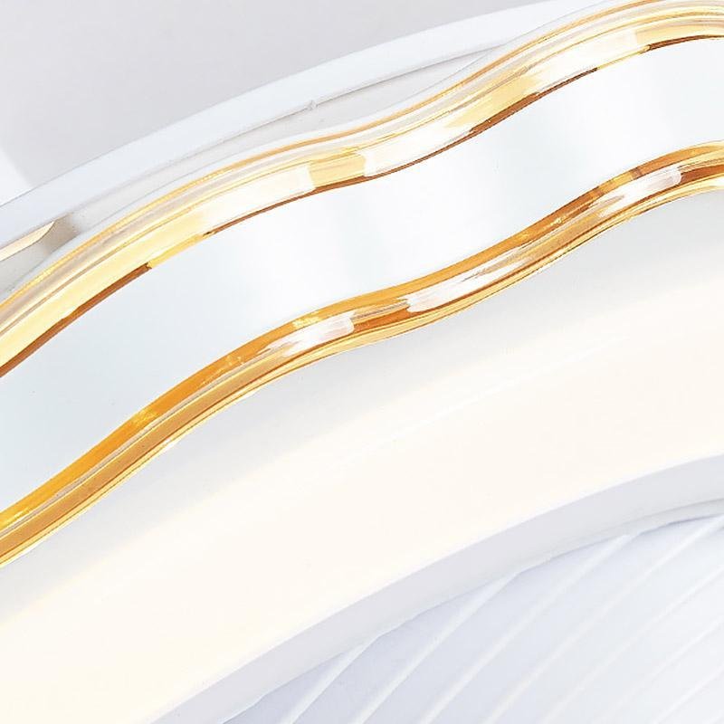 Crown-Shaped Bladeless Ceiling Fan with Light & Remote - Gold White