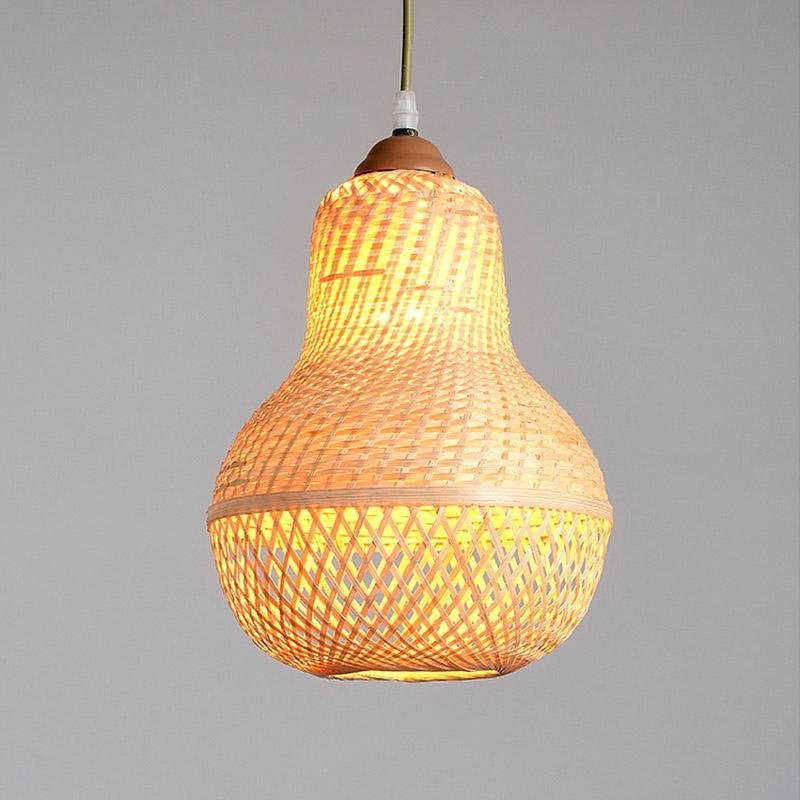 Peach-Inspired Bamboo Pendant Light – Rustic Farmhouse Ceiling