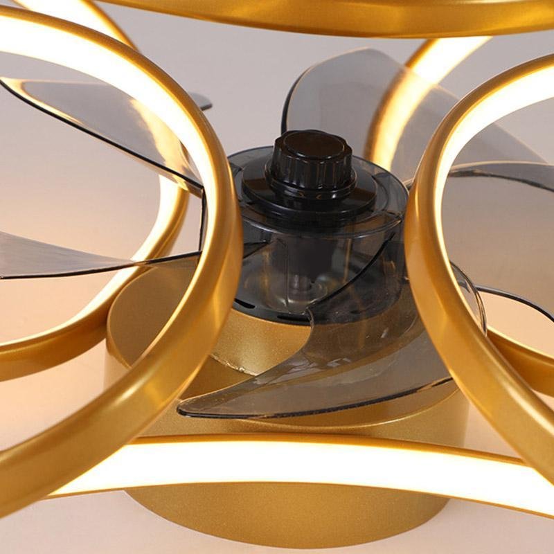 Modern Flush Mount Ceiling Fan with LED Light & Remote Control