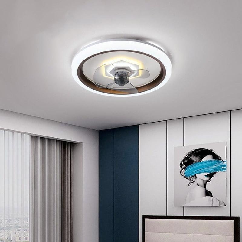 Modern LED Ceiling Fan with Light and Remote Control – Flush Mount