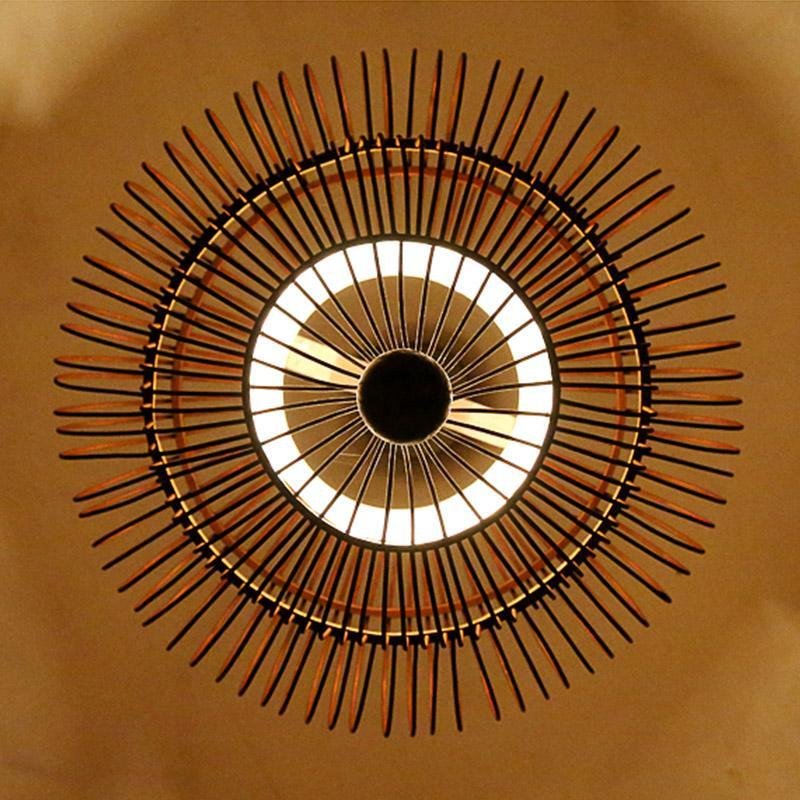 2-Tier Bubble Bamboo Pendant Light - Dark Brown Moroccan Design