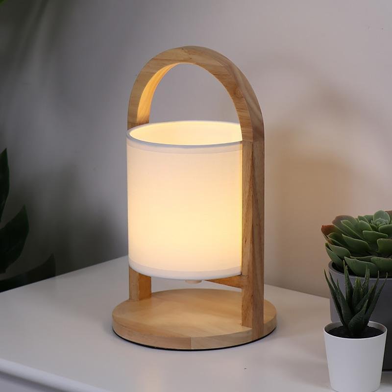 Modern Portable Wood Table Lamp with Remote Control