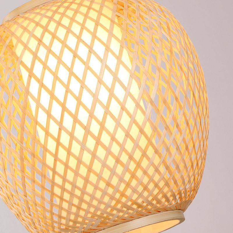 Farmhouse Dome Bamboo Pendant Light - Curvy Oval Design