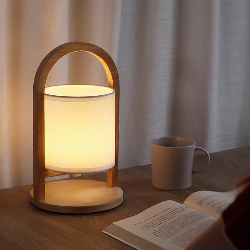 Modern Portable Wood Table Lamp with Remote Control