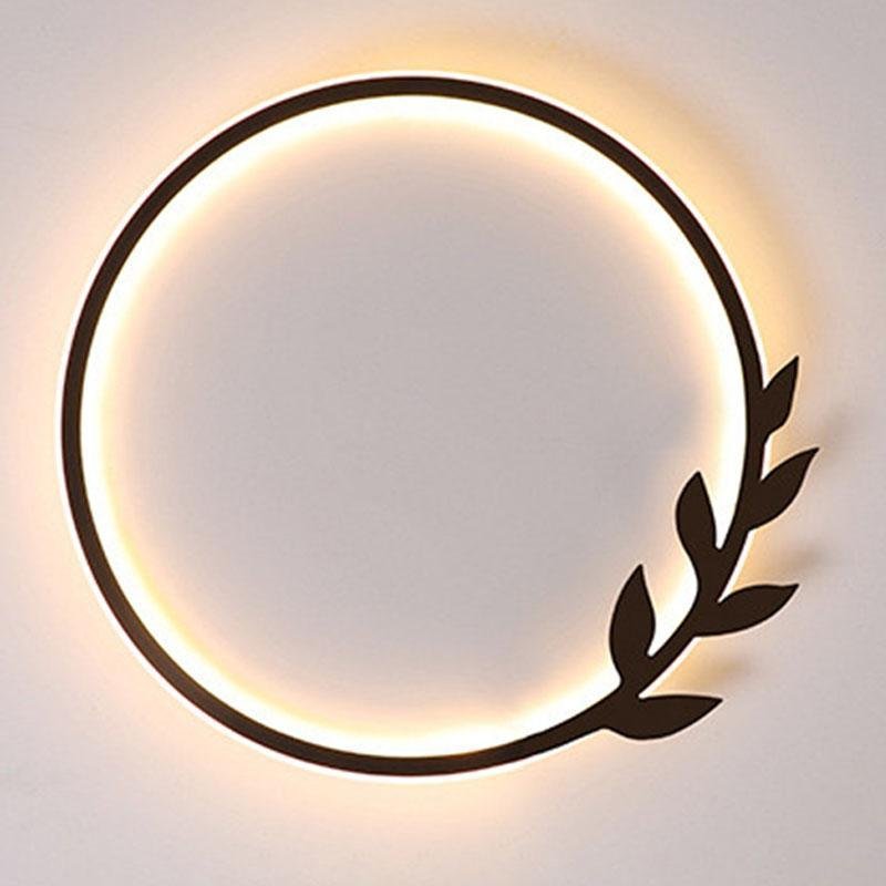 Modern Black Flush Mount LED Ceiling Light with Leaf Edge Design