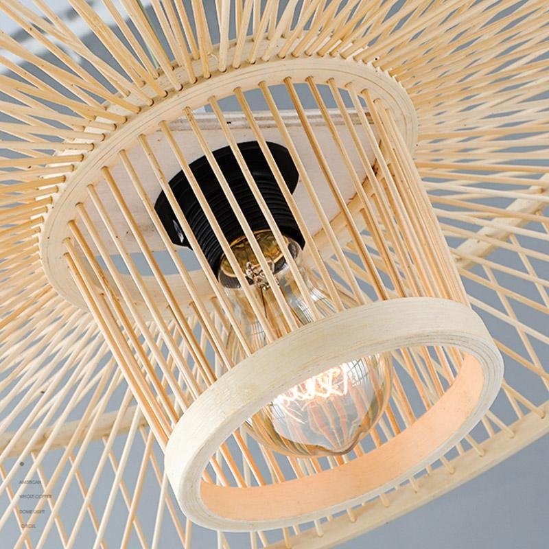 Bamboo Drum Pendant Light - Farmhouse Burlywood Ceiling Fixture