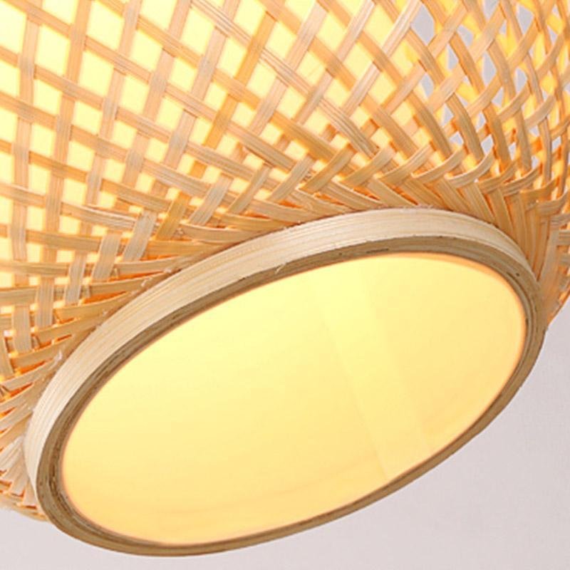 Farmhouse Dome Bamboo Pendant Light - Curvy Oval Design