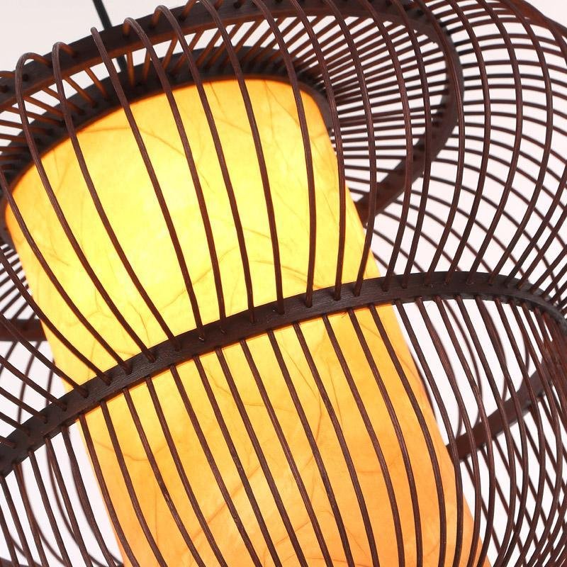 2-Tier Bubble Bamboo Pendant Light - Dark Brown Moroccan Design