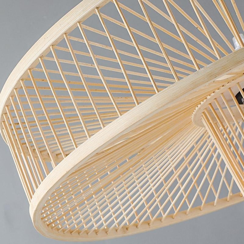Bamboo Drum Pendant Light - Farmhouse Burlywood Ceiling Fixture
