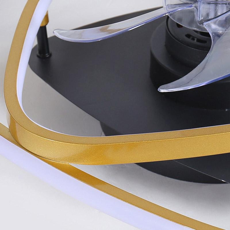 Gold Industrial Flush Mount LED Ceiling Fan with Remote Control