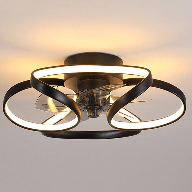 Modern Flush Mount Ceiling Fan with LED Light & Remote Control