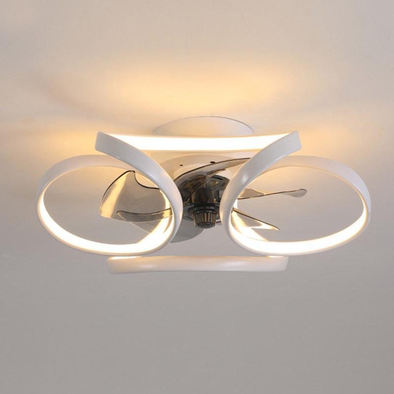 Modern Flush Mount Ceiling Fan with LED Light & Remote Control