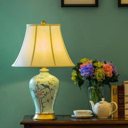 23" Asian Porcelain Table Lamp with Birds & Branches Design