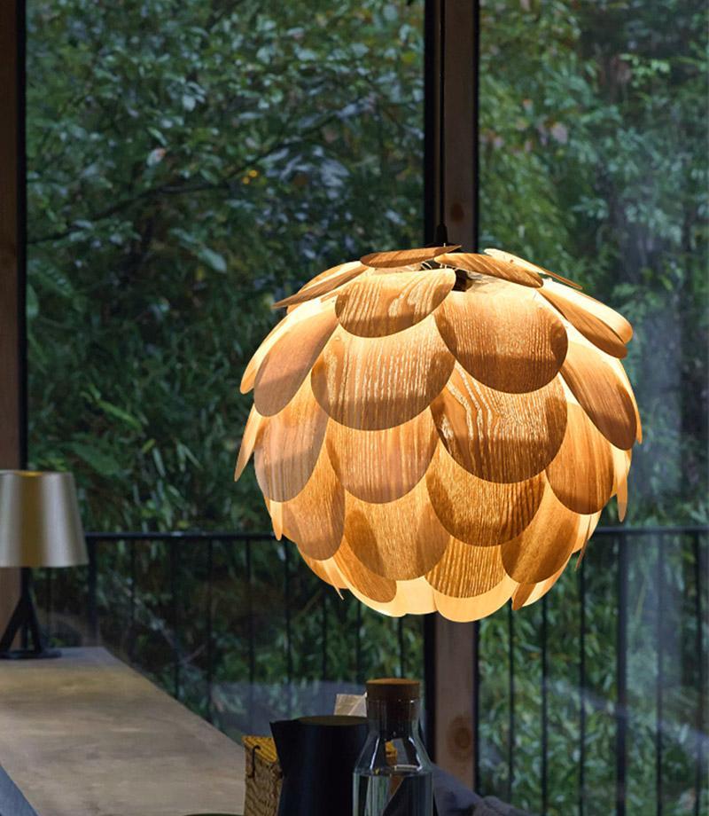 15" Rustic Pineapple Wood Pendant Light | Ashwood Farmhouse Design
