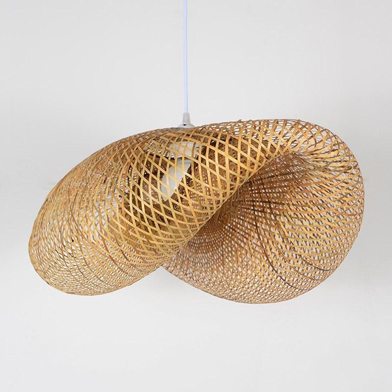 24" Modern Farmhouse Curved Bamboo Pendant Light