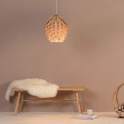 16" Artichoke Wood Pendant Light - Rustic Farmhouse Ceiling Fixture