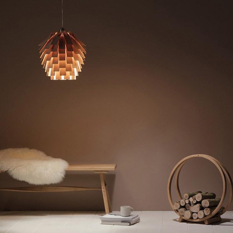 16" Artichoke Wood Pendant Light - Rustic Farmhouse Ceiling Fixture
