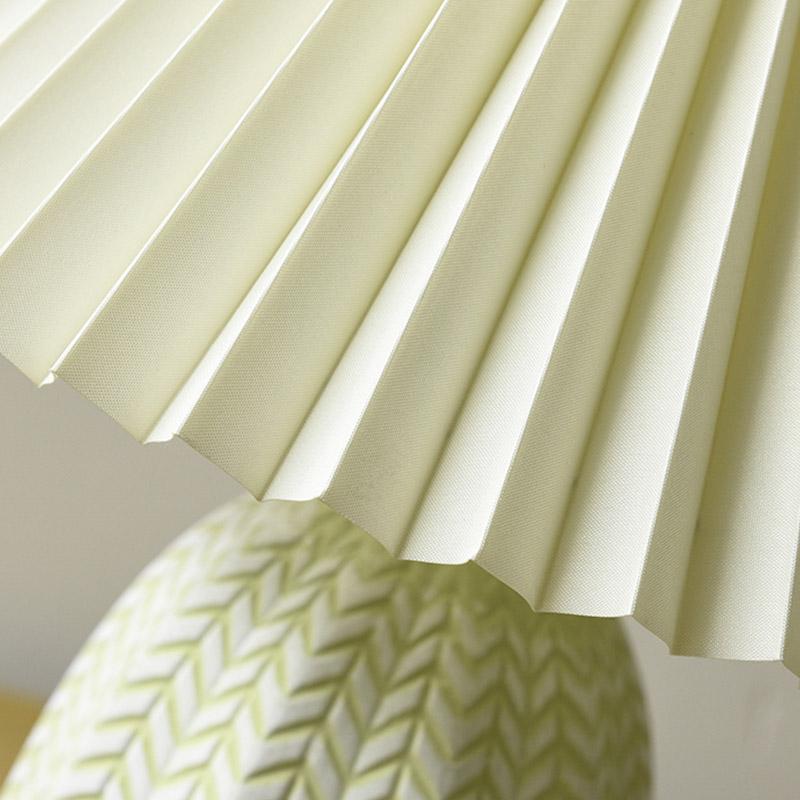 Vintage Pleated Linen Shade Ceramic Table Lamp with Floral Base