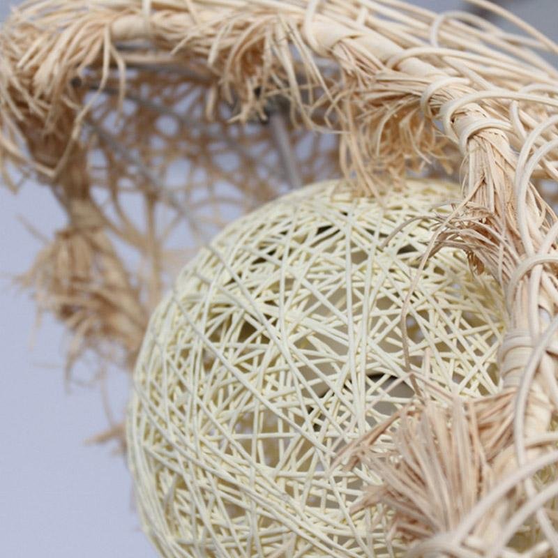 Moon Shaped Wicker Rattan Pendant Light Farmhouse Ceiling Fixture