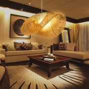 24" Modern Farmhouse Curved Bamboo Pendant Light