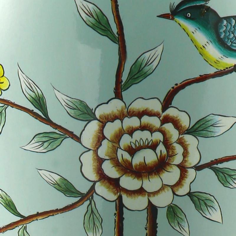 23" Asian Porcelain Table Lamp with Birds & Branches Design