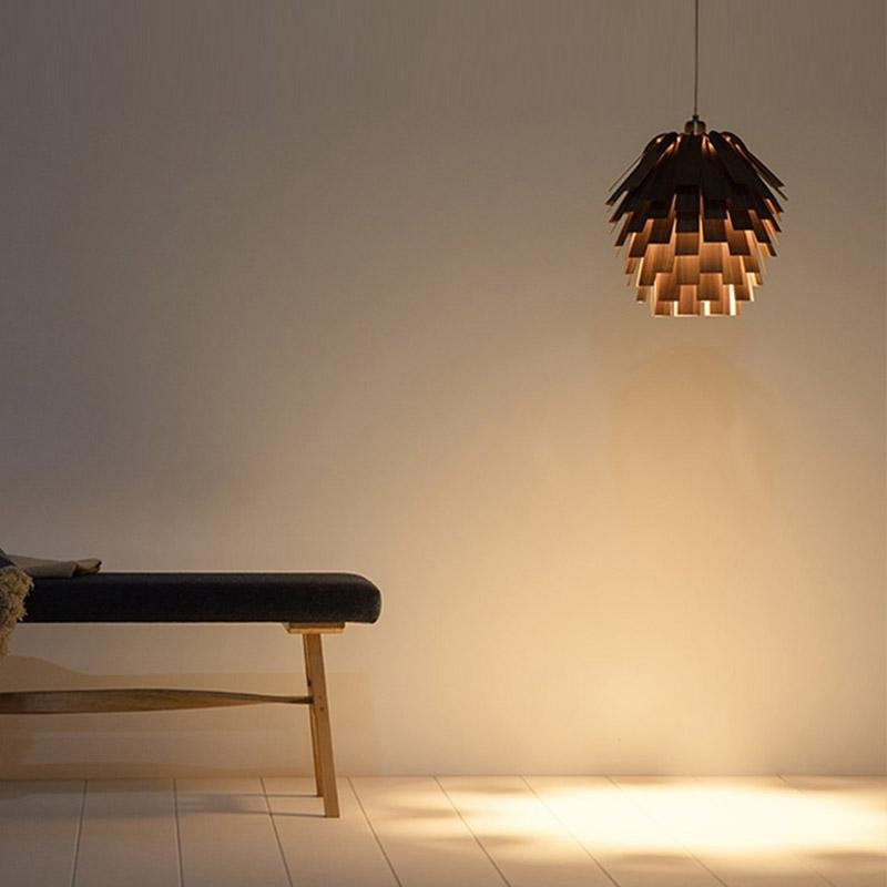 16" Artichoke Wood Pendant Light - Rustic Farmhouse Ceiling Fixture