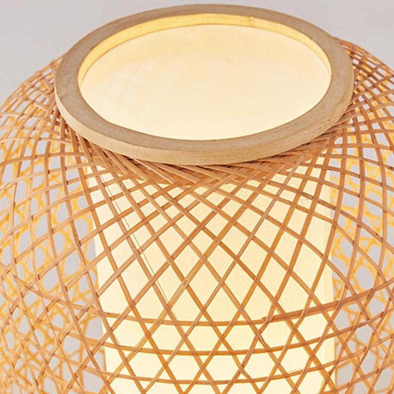 Woven Bamboo LED Table Lamp with USB Port & Portable Handle