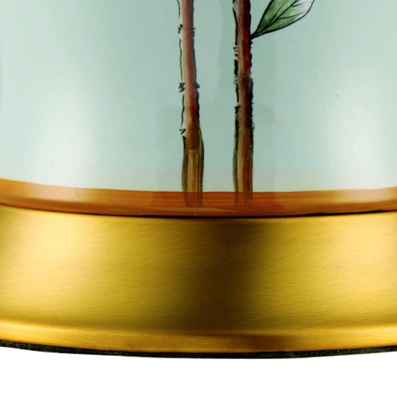 23" Asian Porcelain Table Lamp with Birds & Branches Design