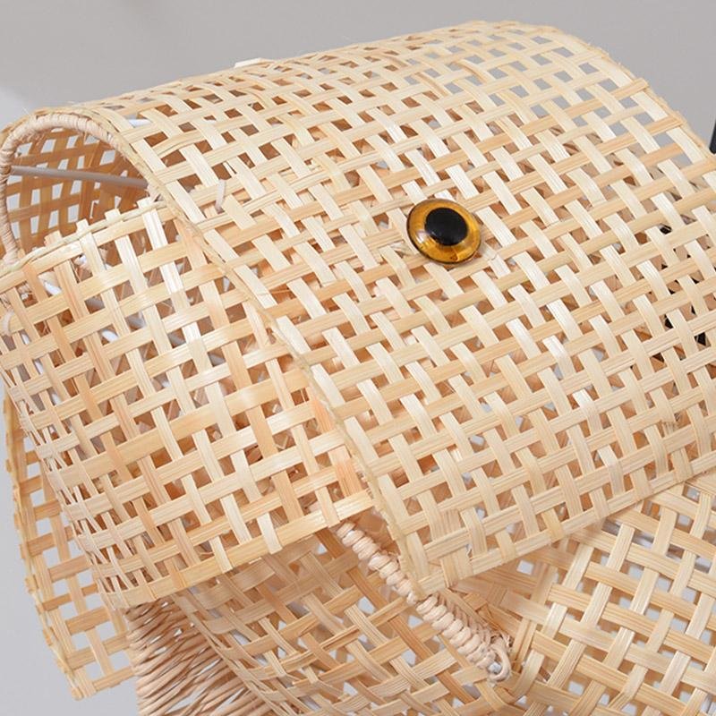 26" Fish-Shaped Bamboo Pendant Light - Farmhouse Rustic Design