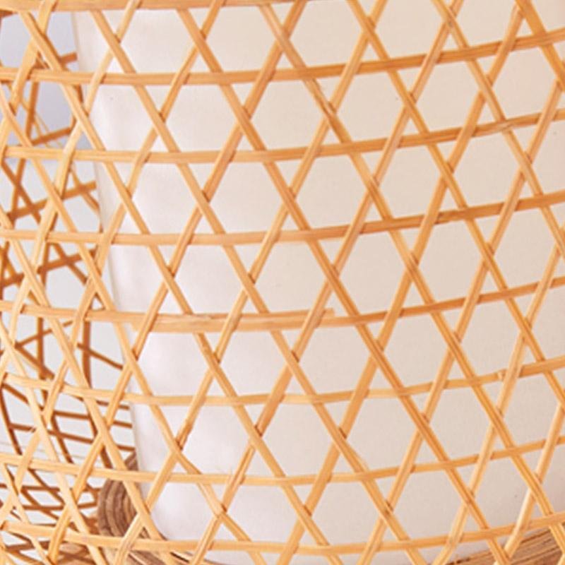 Woven Bamboo LED Table Lamp with USB Port & Portable Handle