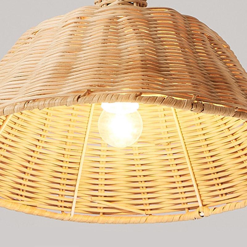 Wide Bell Bamboo Pendant Light Farmhouse Ceiling Lamp