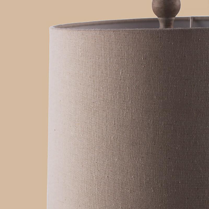 Rustic Stone Table Lamp with Rope Wrap & Oatmeal Fabric Shade