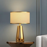 22" Geometric Table Lamp with Brass Frame and Golden Drum Shade