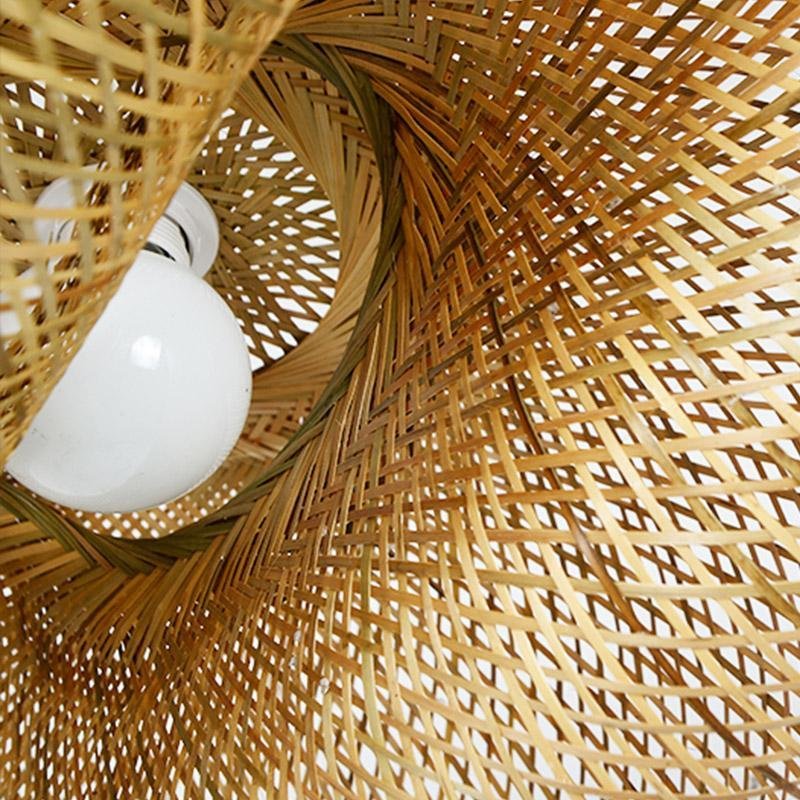 24" Modern Farmhouse Curved Bamboo Pendant Light