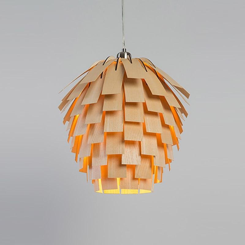 16" Artichoke Wood Pendant Light - Rustic Farmhouse Ceiling Fixture