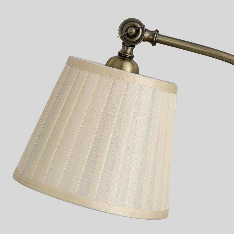 Industrial Arched Metal Desk Lamp with Linen Shade