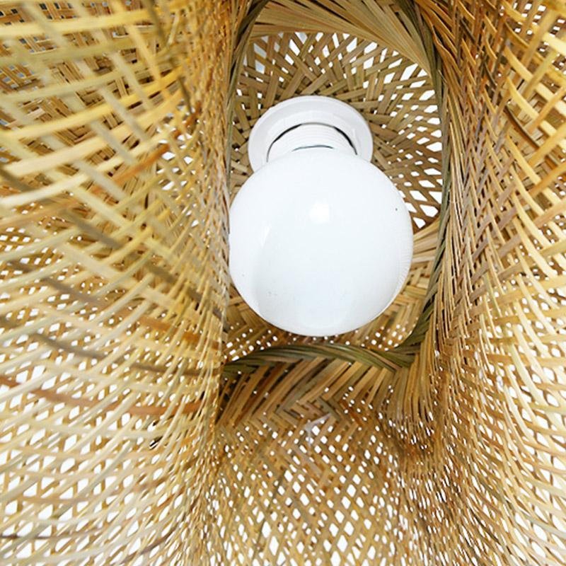 24" Modern Farmhouse Curved Bamboo Pendant Light
