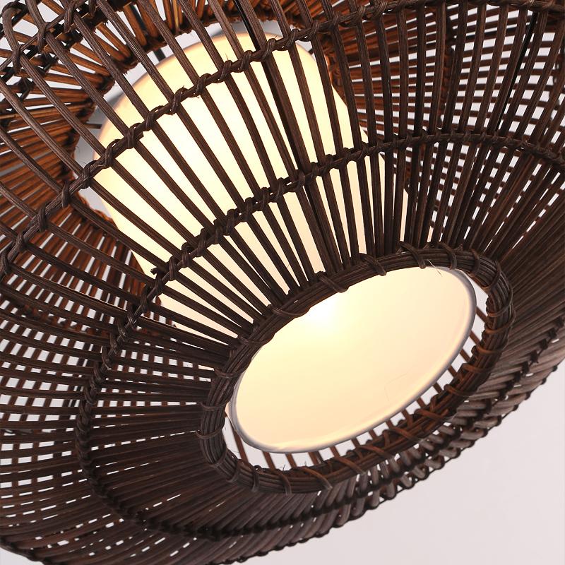 Circular Bamboo Pendant Light Farmhouse Kitchen Dining