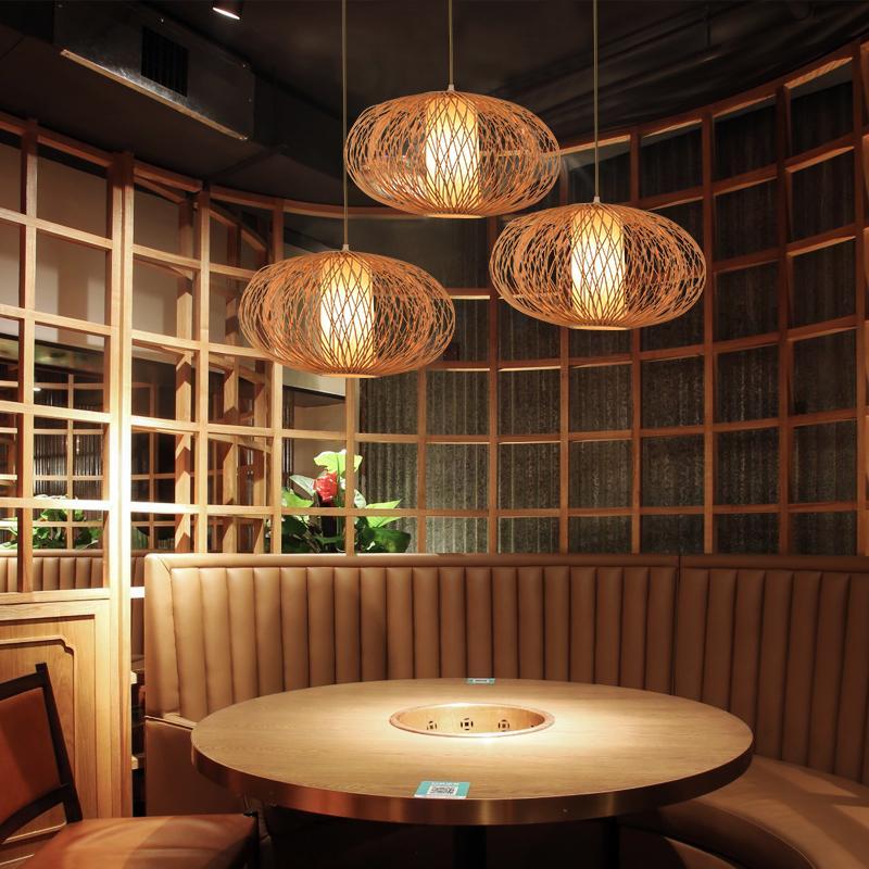 Oval Bamboo Woven Pendant Light - Natural Rattan Globe Design