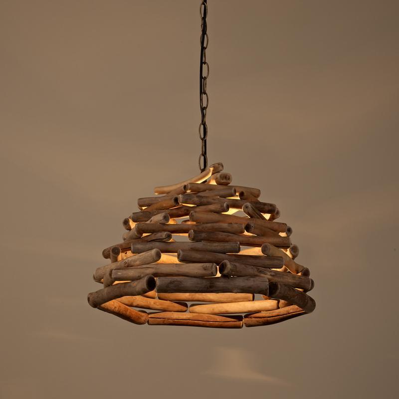 Handpicked Wood Stick Pendant Light Rustic Farmhouse Ceiling Lamp